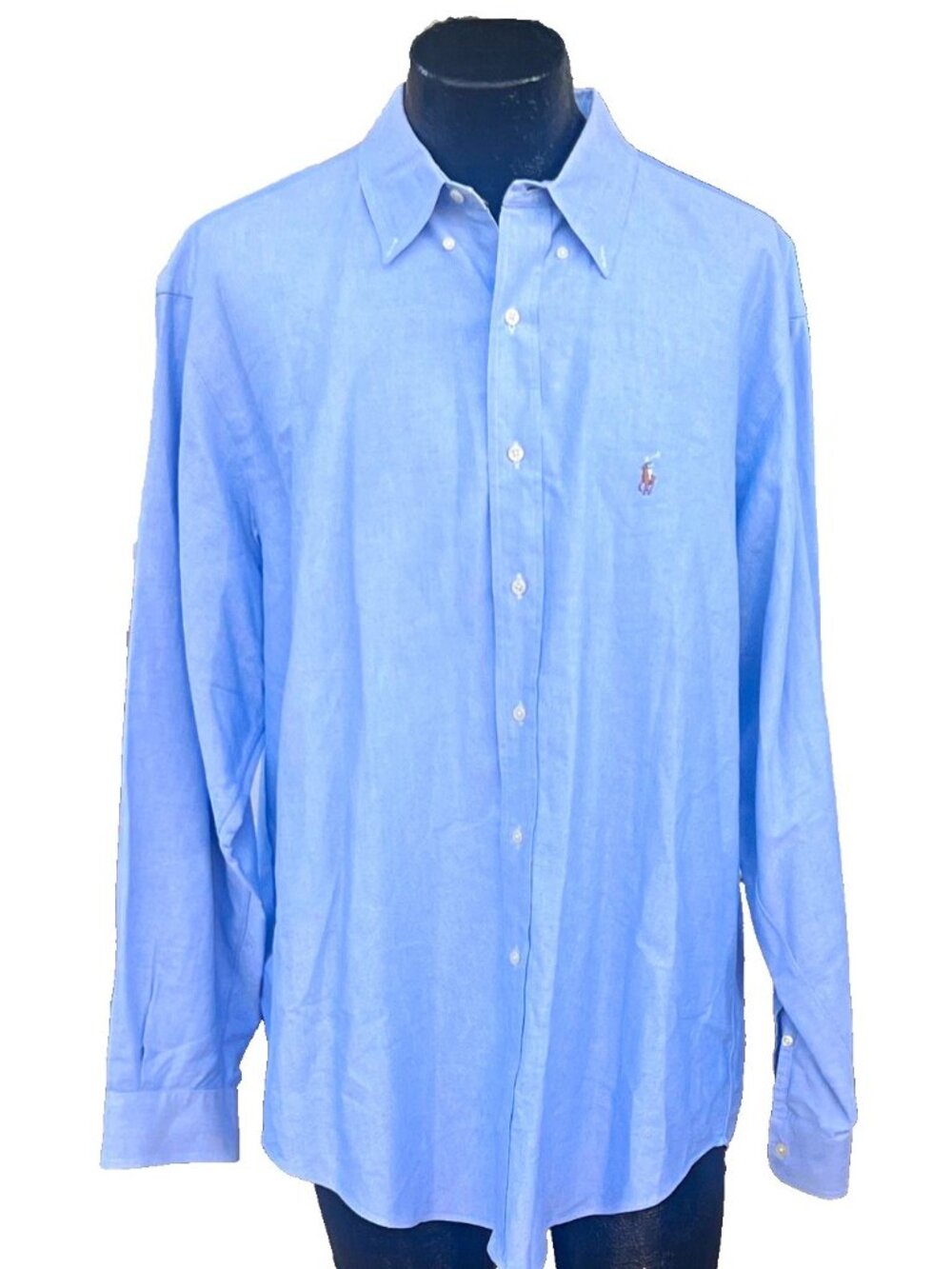 Vintage Ralph Lauren Yarmouth Light Blue Oxford Shirt Mens 17 35 XL Pocket